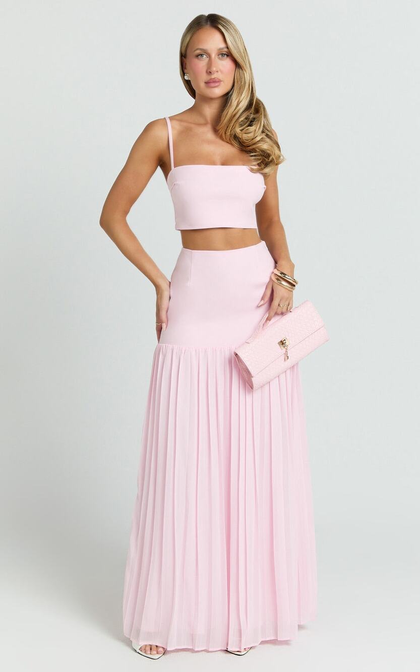 New Rowan 2 Piece Set Crop Top & High Waist Pleated Maxi Skirt Size XS MSRP $139